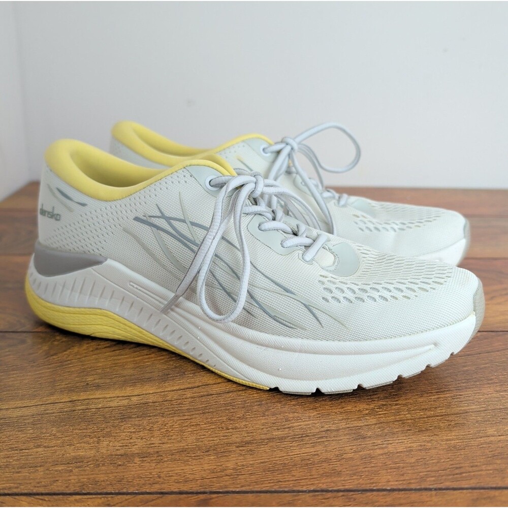 Dansko Women's Pace Mesh Comfort Walking Sneaker Shoes White/Yellow, 40, US 9.5